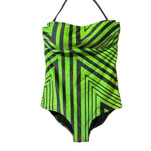 Joe Fresh Green Lightly Padded Removable Halter One Piece Swimsuit Size Small
